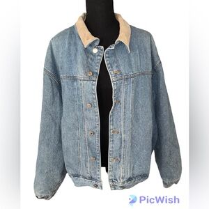 Vintage J. Crew Denim Jacket Suede Collar XL